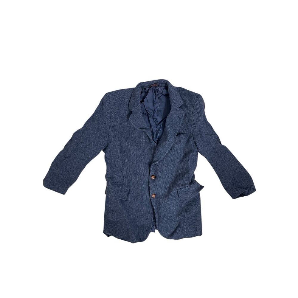 Walter Pye’s 100% Wool Blazer Herringbone Blue Vintage Size 38R
